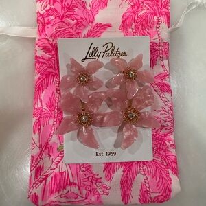 Lilly Pulitzer Pink Floral Earrings Set
